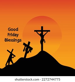 happy good friday. Good Friday Blessings Vector illustration.