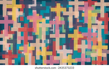 Happy good friday seamless colorful cross pattern design