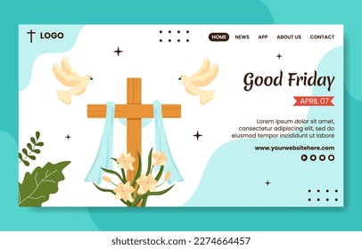 Happy Good Friday Social Media Landing Page Flat Cartoon Hand Drawn Template Background Illustration
