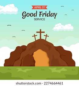 Happy Good Friday Social Media Background Illustration Cartoon Hand Drawn Templates