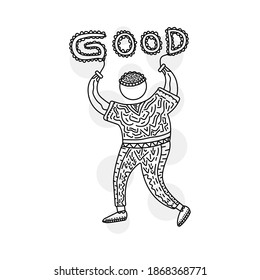 happy and good human abstract doodle vector