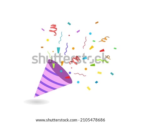 Happy and good things happen, and we celebrate them with fireworks and pollen illustration set. sky, party, luck, lotto, special. Vector drawing. Hand drawn style.