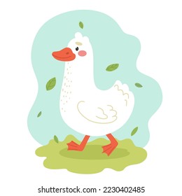 Happy goose, cartoon character. Vector illustration.