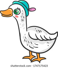 Gänse mit Hut , Illustration, Vektor auf weißem Hintergrund
