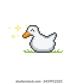 Happy goose, pixel art animal