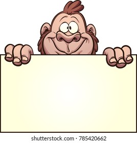 Happy gorilla holding a blank sign. Vector clip art illustration with simple gradients. Some elements on separate layers.  
