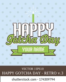 Happy Gotcha Day Adoption boy retro card template vector | EPS10