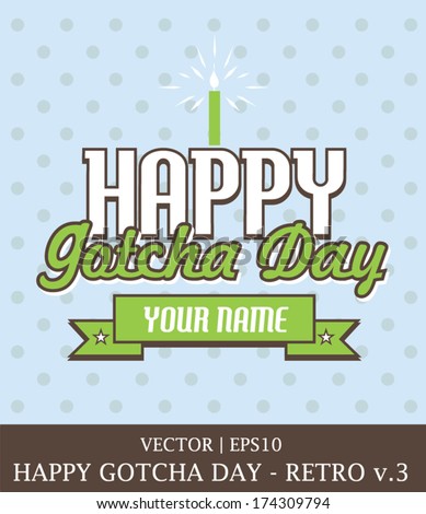 Happy Gotcha Day Adoption boy retro card template vector | EPS10