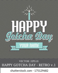 Happy Gotcha Day Family Adoption boy retro card template vector | EPS10