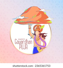 feliz govardhan puja experiencia de fondo lord krishna vector de amor divino