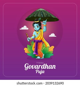 Happy Govardhan puja celebration greeting card