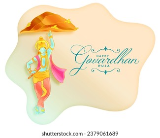 happy govardhan puja religious background for annakut ritual vector. Translation: Goverdhan Puja means worship of Govardhan mountain.