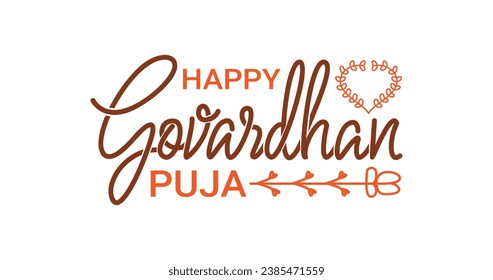 Happy Govardhan Puja text vector illustration. Modern handwritten text calligraphy. Great for Celebrations, events, and Festivals.