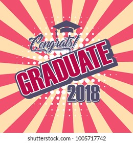 Happy graduate 2018, vector illustration