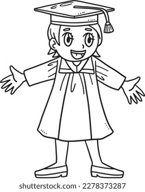 Happy Graduate Girl Isolated Coloring Page 