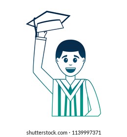 happy graduate man portrait character