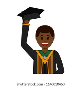 happy graduate man portrait character