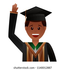 happy graduate man portrait character