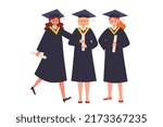 Happy graduate students vector image