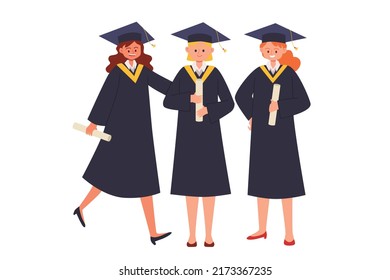 Happy graduate students vector image