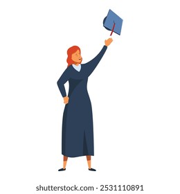 Happy graduate is throwing her graduation cap in the air