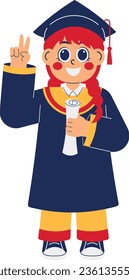 Happy Graduated Student Girl Illustration