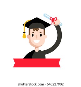 Happy graduated student. Great for invitations, cards design. Vector illustration