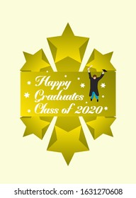 happy graduates class of 2020 background or greeting card, vector illustration in eps10