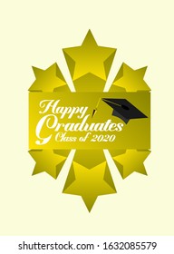happy graduates class of 2020 background or greeting card, vector illustration in eps10