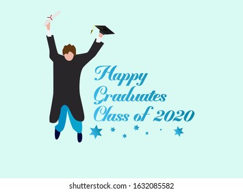 happy graduates class of 2020 background or greeting card, vector illustration in eps10