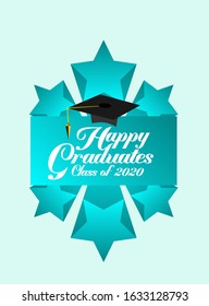 happy graduates class of 2020 background or greeting card, vector illustration in eps10