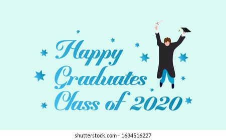 happy graduates class of 2020 background or greeting card, vector illustration in eps10