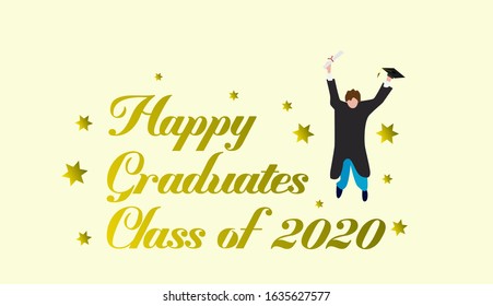happy graduates class of 2020 background or greeting card, vector illustration in eps10