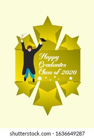 happy graduates class of 2020 background or greeting card, vector illustration in eps10