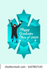 happy graduates class of 2020 background or greeting card, vector illustration in eps10