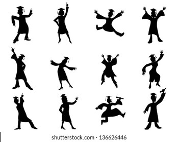 happy graduates Silhouette