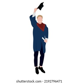 Happy graduating student on white background