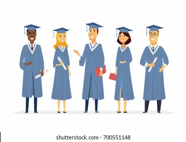 Happy Graduating Students Cartoon People Characters Stock Vector ...