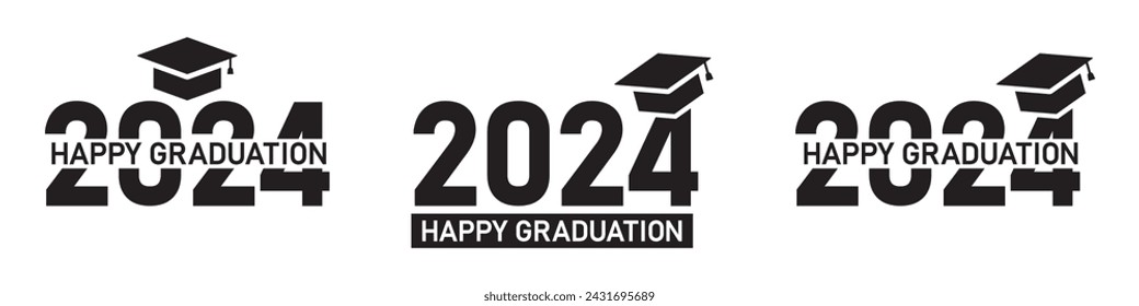 Happy Graduation 2024 icon, vector illustration