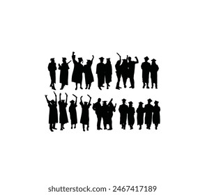 Happy Graduation Activity Silhouettes, art vector design
