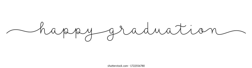 HAPPY GRADUATION black vector monoline calligraphy banner with swashes