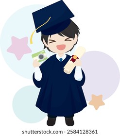 Happy Graduation Boy with Camera 