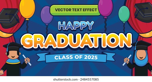 Happy Graduation Class of 2025 Vector Text Effect