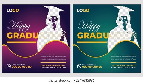 Happy graduation day design template or instagram post background