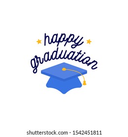 Happy Graduation Day Logo Illustration Design Stock Vector (Royalty ...