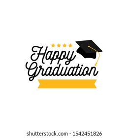 Happy Graduation Day Logo Illustration Design Stock Vector