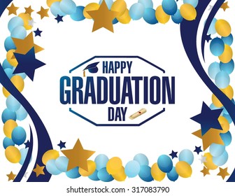 Happy Graduation Day Party Balloon Border Illustration Design Graphic