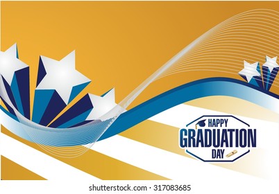 happy graduation day stars card illustration design graphic
