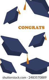 Happy graduation day. vertical banner. Vector illustration