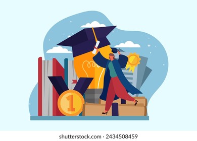 Happy Graduation Flat Illustration Design